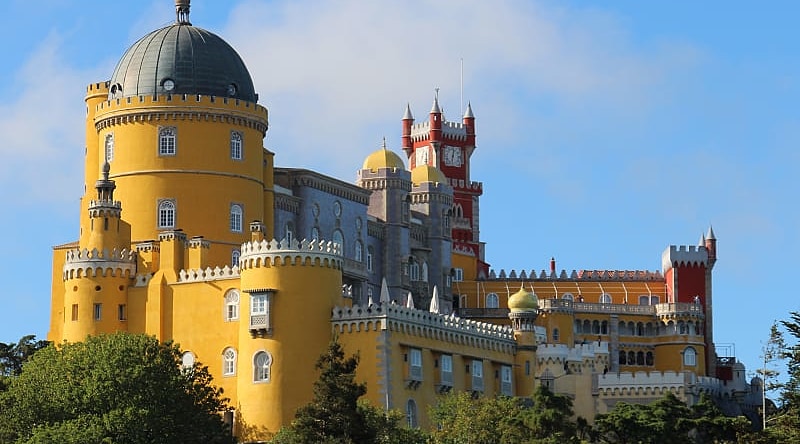 The fabulous Pena National Palace on one of the hills of Sintra, Portugal