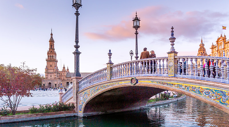 Plaza de España in December, Seville, Spain
