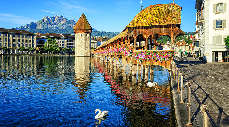 Chepel Bridge in Lucerne, Switzerland