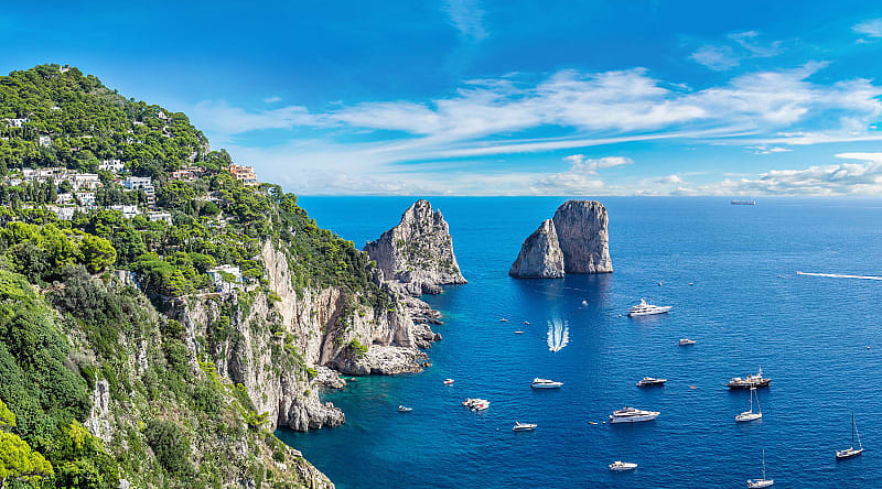 Capri Island in the Bay of Naples, Italy