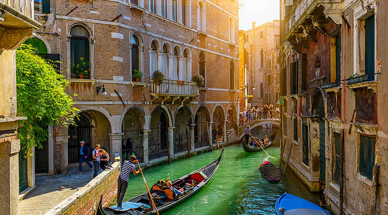 Gondola rides on the canals in Venice, Italy