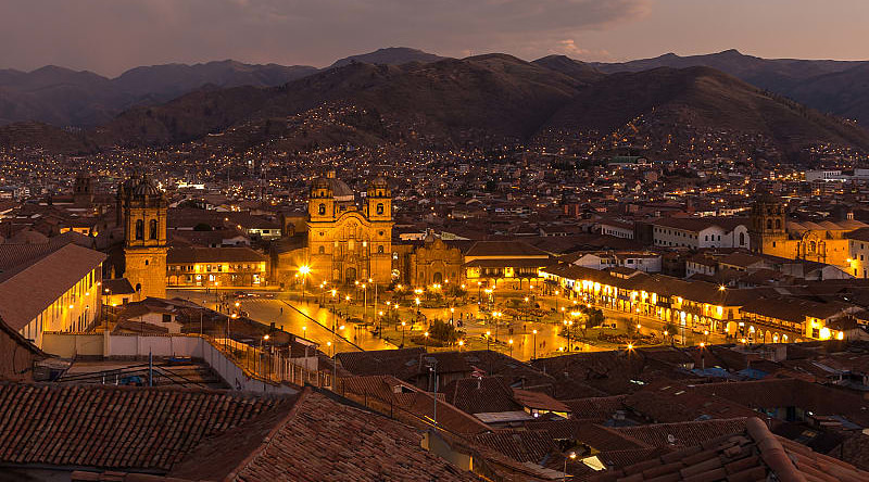 View of Plaza de Armas in Cusco, Peru.