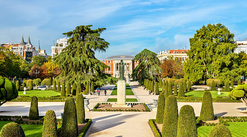 The Parterre garden in the Buen Retiro Park Madrid, Spain.