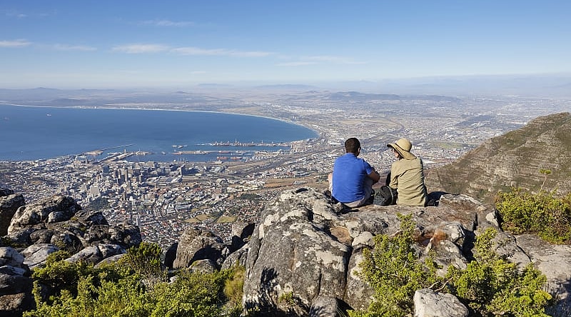 Couple enjoying view of Cape Town in South Africa