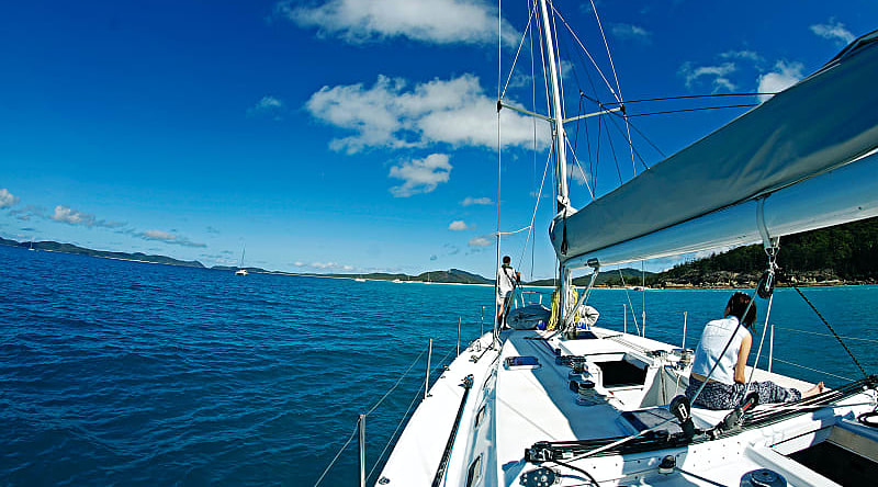 Boat sailing the Whitsundays in Australia