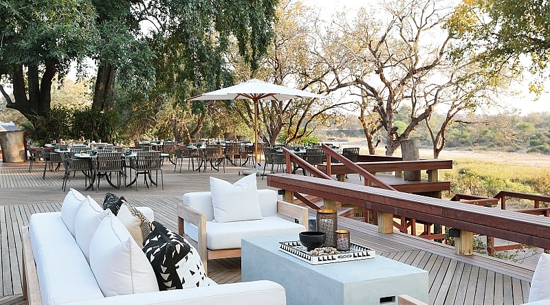 Luxurious deck at Malamala Camp in South Africa