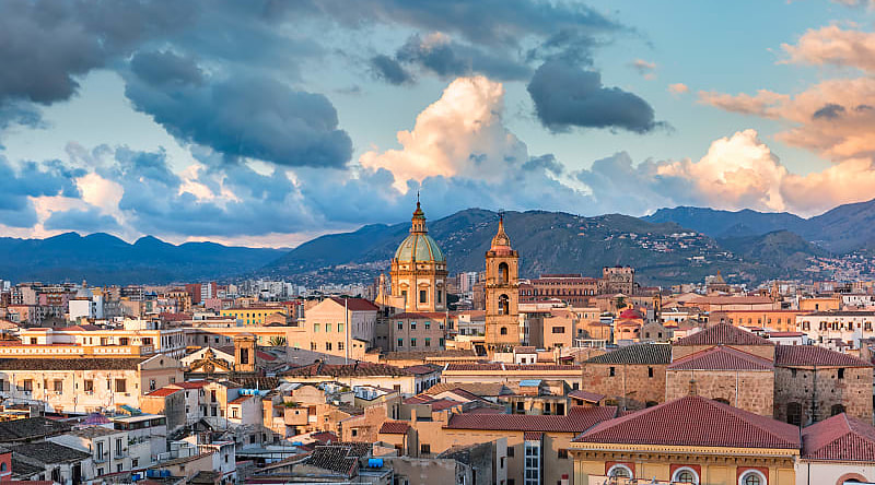 Cityscape of Palermo in Sicily, Italy