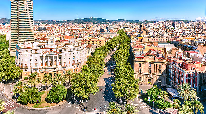 La Rambla pedestrian area in Barcelona, Spain