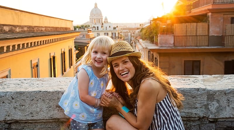 Mother and daughter in Rome, Italy