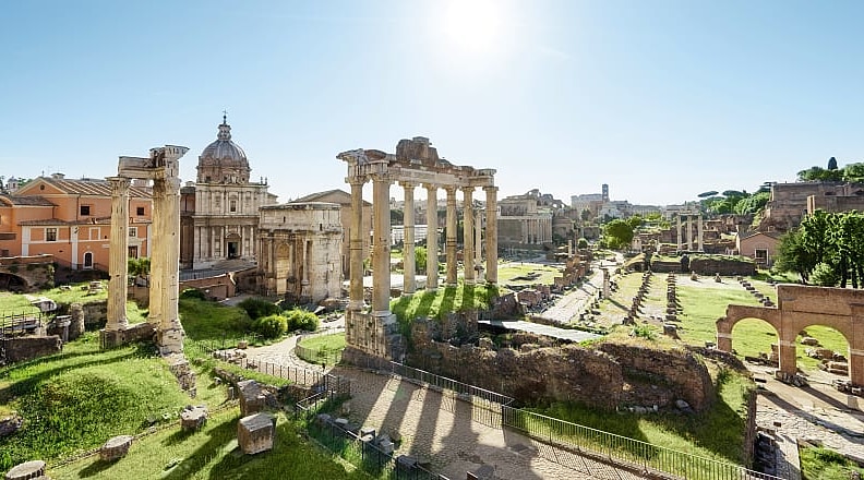 The Roman Forum in Italy at sunrise