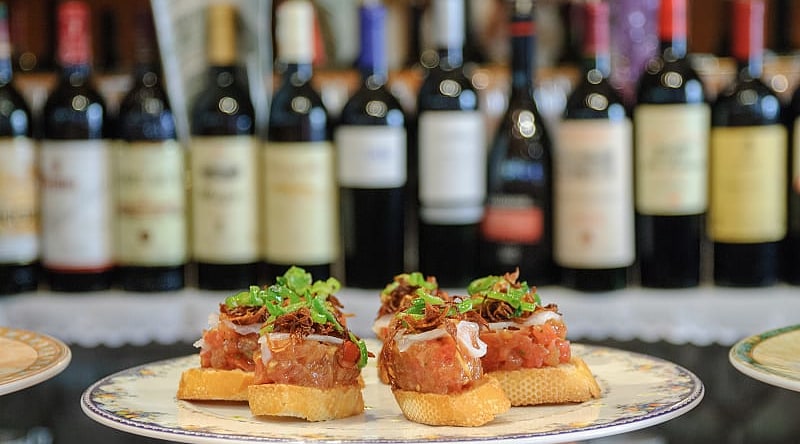 Pinchos and wine in San Sebastian, Spain
