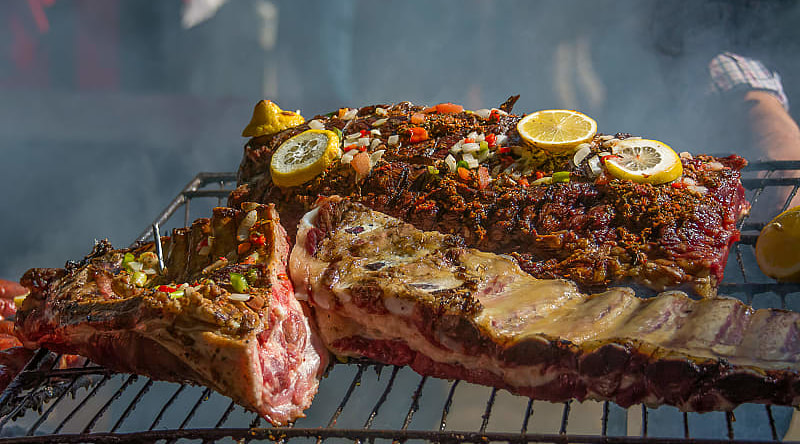 Argentine asado being prepared on the streets in Buenos Aires