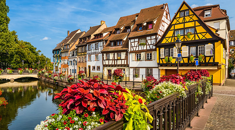 Traditional houses in the town of Colmar in France.