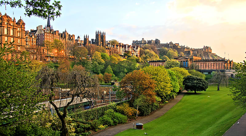 Princes street gardens in Edinburgh, Scotland