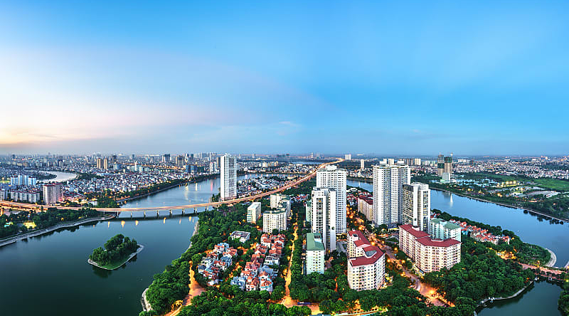Aerial view of Hanoi in Vietnam