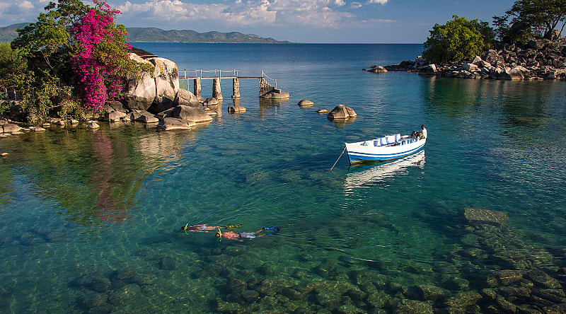 Snorkeling at Lake Malawi.  Photo courtesy of Kaya Mawa Lodge