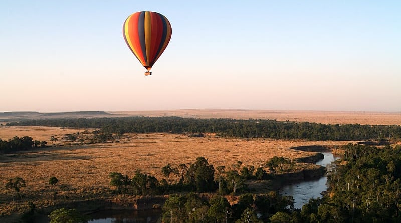 Hot air balloon over Masai Mara in Kenya