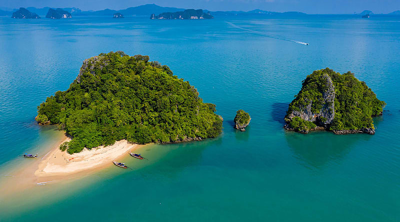 Small tropical island with sand beach near Koh Yao Noi, Thailand