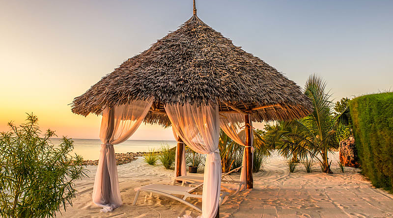 A Zanzibar beach at sunset.