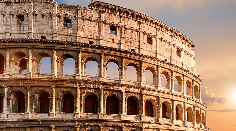 Colosseum at sunset in Rome, Italy