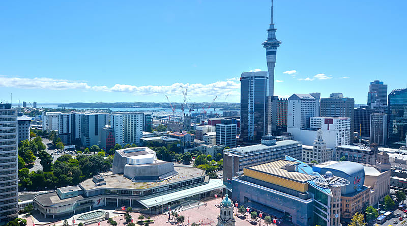 Business district in Auckland, New Zealand