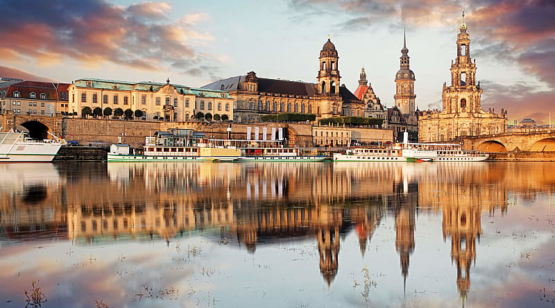 Dresden Old Town over Elbe river, Germany