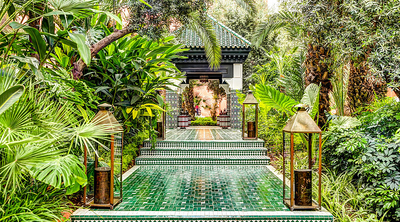 Luxury gardens at a moroccan resort in Marrakech