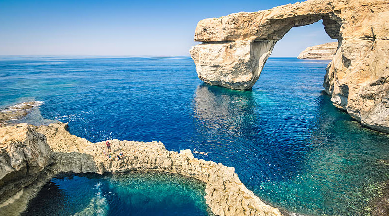 Azure waters of Goza Island in Malta
