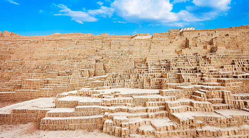 The Huaca Pucllana in the Miraflores district of Lima, Peru