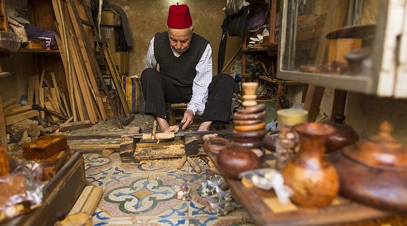 Hand crafted woodwork artisan in Fes, Morocco