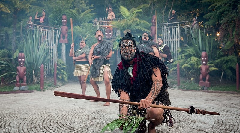 Maori Haka performers at Tamaki Maori Village