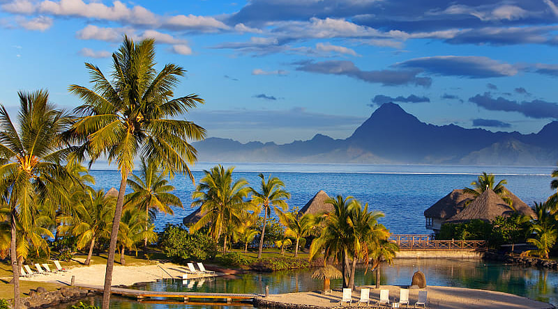 Tropical beach view in Tahiti