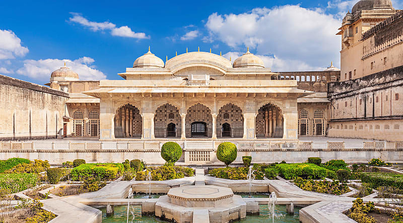 Gardens in Amber Fort near Jaipur, India