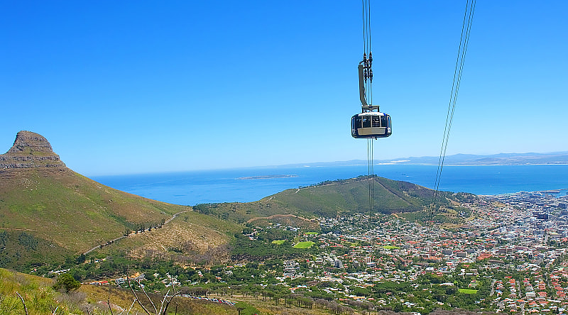 Cable car to the top of Table Mountain in Cape Town, South Africa
