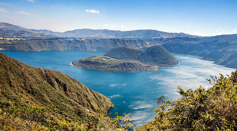 View of Cuicocha Crater Lake at Cotacachi-Cayapas Ecological Reserve.