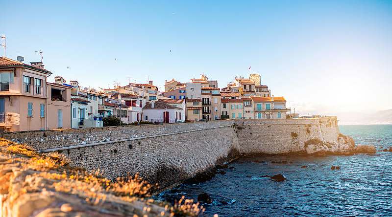 Coastal village and fortification of Antibes on the French Riviera in France.