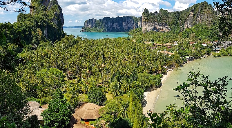 Tropical jungle, beaches and karst rock formations in Krabi, Thailand