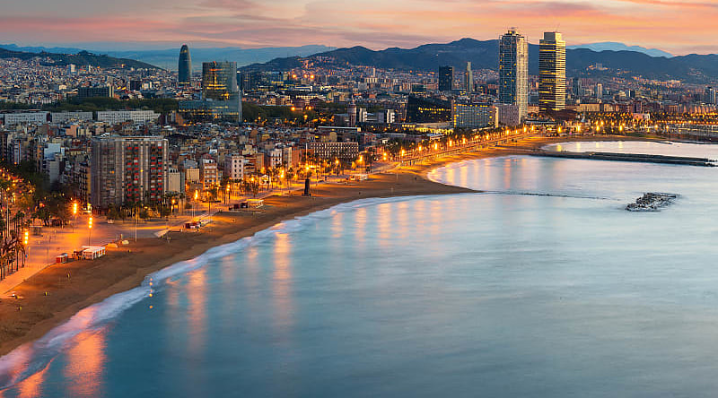 Morning sunrise in Barcelona, Spain