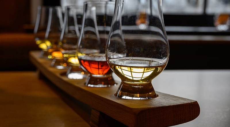 Glasses of the famous single malt Scotch whiskey