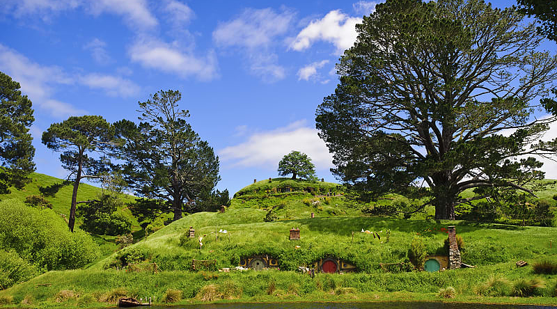 Hobbiton™ in Matamata, New Zealand.  Photo courtesy of New Zealand Tourism/Ian Brodie