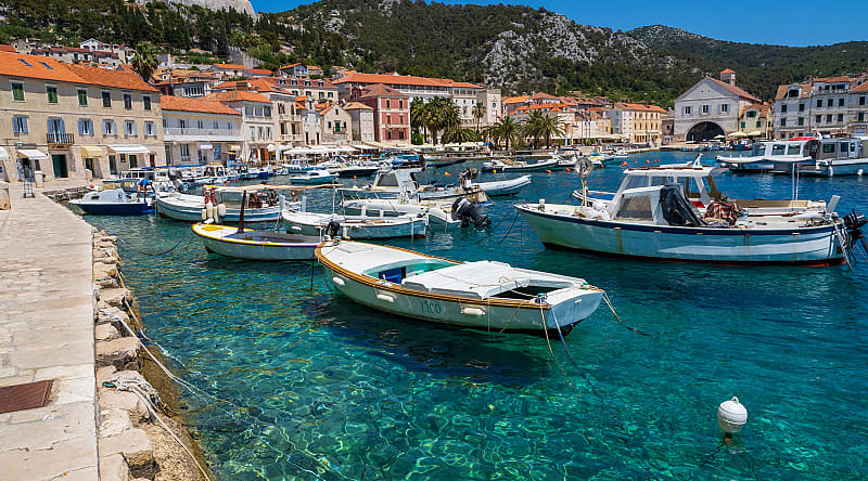 Walk along the waterfront and paradise streets of the charming town of Hvar in Croatia