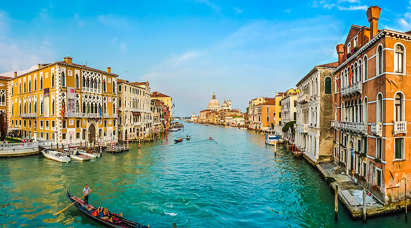 Gondola ride on the Grand Canal in Venice, Italy