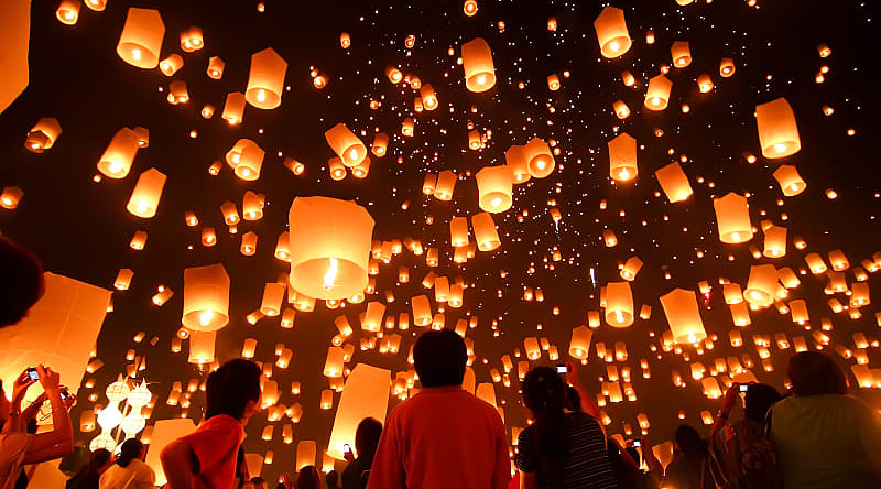 Floating lantern festival in Thailand