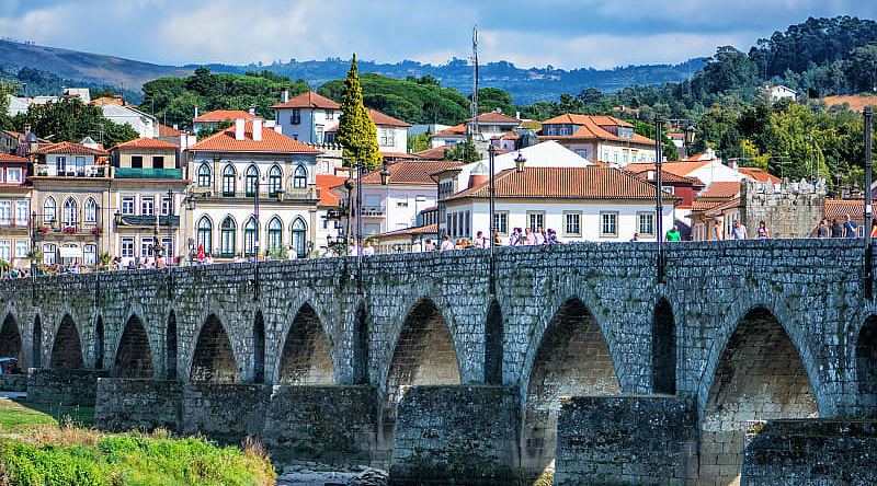 Riverside of Ponte de Lima village in Portugal.