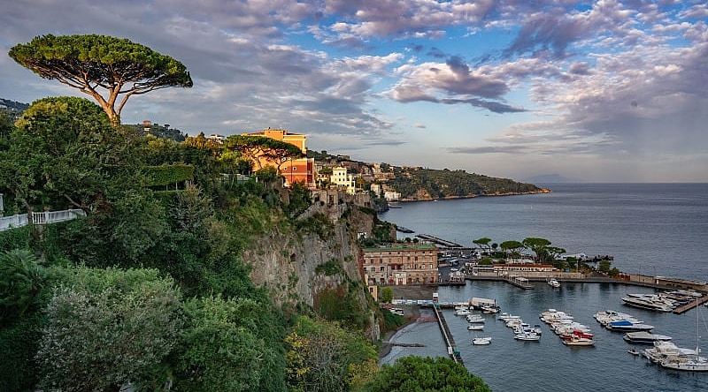 View of the coast in Naples, Italy