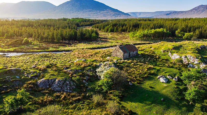 Sunset over the Connemara region in Ireland.