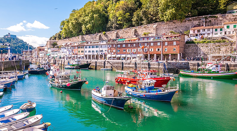 Old Town Harbour in San Sebastian, Spain.