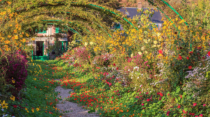 Walk through the gardens of Monte in Giverny, Normandy, France