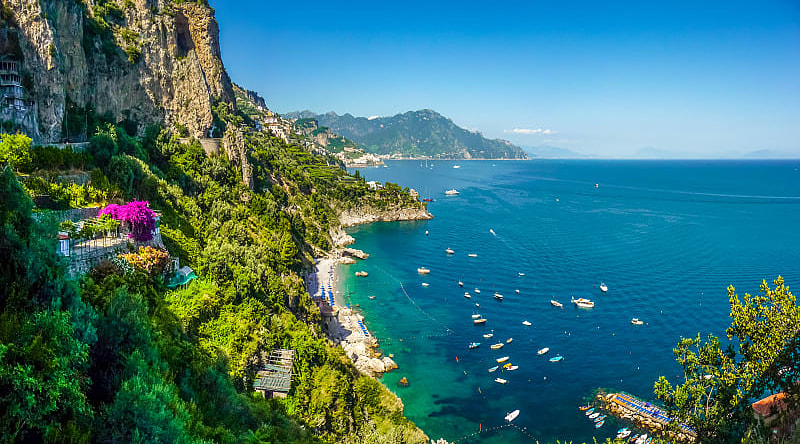View of the beaches of the south coast of Italy