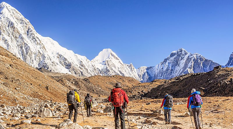 Trekkers on the Everest Base Camp trek, Nepal